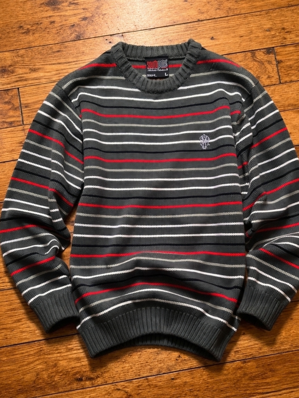 Southpole Y2K Authentic Collection Striped Sweater Embroidered Logo Size L